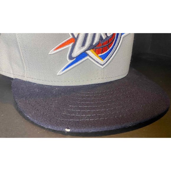 Oklahoma City Thunder OKC Mitchell & Ness Snapback Gray NBA Basketball Hat Sport - Picture 7 of 7